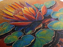 Lotus Lily, Pond, Zen, Canvas Print, Meditative floral wall art, zen home office decor, vibrant water lily boho art, yoga room painting