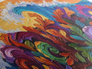 Abstract Wave, Tropical Swirl, Sunset Motion, Framed Canvas Print, Colorful Modern Wall Art, Living Room Decor, Bold Ocean Art
