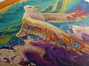 Seagull Ocean, Wings, Framed Canvas Print, Whimsical Bird Wall Art, Nautical Coastal Decor, Colorful Beach Painting, Boho Wall Art