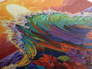 Sunset Wave, Floral, Ocean, Canvas Print, Tropical beach flower art, vibrant ocean wave decor, living room painting, sunset seascape