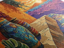 Sunset Terracotta, Patio, Art, Framed Canvas Print, Colorful Mexican pottery scene, vibrant tropical wall art, boho entryway decor