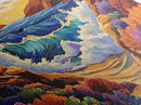 Ocean Sunset, Wave Splash, Framed Canvas Print, colorful crashing waves, rocky coast wall decor, Beach House Wall painting