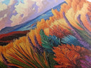 Golden Field, Coastal Landscape, Sunset, Colorful Grass, Ocean View, Large Wall Art, Living Room Wall Art, Canvas Print, Nature Decor