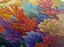 Reef Sunset, Underwater, Framed Canvas Print, Vibrant coral reef with tropical plants, sunset sky, Beachy decor, Bathroom Wall Art