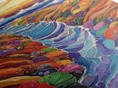 Ocean Tidepool, Rainbow, Shoreline, Canvas Print vivid shoreline tidepool painting, colorful abstract coastal artwork, ocean bathroom wall art
