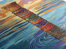 Tribal Water, Pole, Peaceful, Framed Canvas Print tranquil ocean pole artwork, tribal inspired sea painting, boho decor, hallway wall art