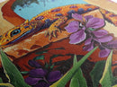 Gecko Tropical, Garden, Framed Canvas Print, Colorful Lizard Art, Desert Wall Decor, Nature Inspired Boho Art, Bathroom art,  Patio Wall Art