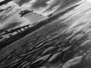 Lighthouse Drama, Coastal Storm, Rocky Shoreline Scene, Moody Ocean Sky, Framed Canvas Print, Nautical Living Room Wall Art, Black White Art