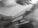 Picnic Table View, Coastal Meadow Scene, Tree and Cliff Horizon, Framed Canvas Print, Relaxing Kitchen or Outdoor Patio Wall Art