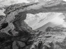 Natural Rock Arch, Seaside Cliff View, Desert Coastal Window, Framed Canvas Print, Boho Earth Tones, Living Room Wall Decor