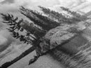 Lake Island, Pine Trees, Nature Panorama, Black and White Wilderness, Framed Canvas Print, Office Wall Art, Outdoor Inspired Decor