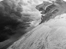 Stormy Beach House, Coastal Decor, Monochrome Photography, Beachfront Scene, Canvas Print, Moody Ocean Wall Art, Bedroom Coastal Wall Decor