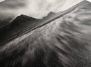Grassy Plains, Stormy Sky, Dramatic Mountain, Monochrome Field, Canvas Print, Modern Minimalist Art, Office Wall Decor, Moody Wall Art