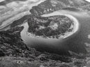 River Bend Landscape, Mountain View Aerial, Nature Panorama Scene, Framed Canvas Print, Cabin Wall Art, Adventure Boho Art, Living Room Wall Art