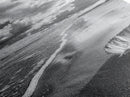 Autumn Beach Leaf, Drift Shore, Moody Cloudscape, Black and White Fall Art, Framed Canvas Print, Seasonal Wall Decor, Rustic Autumn Style