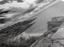 Island View Cliffs, Tropical Shoreline, Black and White Seascape, Framed Canvas Print, Bathroom Art, Travel Decor, Coastal Vibe