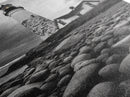 Lighthouse Shore Rocks, Coastal Beacon, Moody Clouds, Framed Canvas Print, Nautical Wall Art, Rustic Beach House Decor, Fall Storm Style