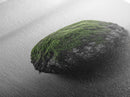 Moss Rock Minimal, Green Accent Art, Coastal Zen Decor, Framed Canvas Print, Modern Neutral Room, Nature Wall Aesthetic
