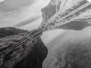 Fjord Reflection, Mountain Valley Calm, Mirror Lake, Canvas Print, Hallway Wall Art, Scandinavian Style Art, Black and White Minimalist