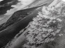 Majestic Volcano, Wild Grass, Black and White, Framed Canvas Print, Nature Photography, Office Decor, Moody Art, Rustic Wall Art