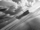 Stormy Sky Ship, Dramatic Seascape, Black White Photography, Ocean Nautical Decor, Framed Canvas Print, Coastal Wall Art, Moody Minimalist