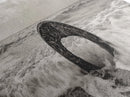 Ocean Ring, Waves Crashing, Sea Sculpture, Framed Canvas Print, unique beach photography, industrial coastal wall art, modern bathroom decor
