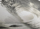 Ocean Barrel Wave, Surf Photography, Coastal Decor, Sepia Framed Canvas Print, Modern Beach House Bathroom or Living Room Wall Art