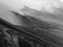 Jagged Peaks, Foggy Mountains, Dramatic Range, Canvas Print, Monochrome Wilderness Art, Office or Cabin Wall Decor, Adventure Style