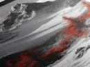 Red Trees, Snowy Mountain, Dramatic Landscape, Framed Canvas Print, Winter Wonderland Art, Office Wall Decor, Moody Nature Scene Print
