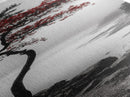 Curved Tree, Foggy Coastline, Red Leaves, Moody Nature Canvas Print, Autumn Landscape, Bedroom Wall Art, Minimalist Earthy Decor