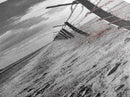 Red Barbed Wire, Desert Fence, Dystopian Path, Framed Canvas Print, Western Rustic Decor, Grunge Wall Art, Monochrome Landscape Style