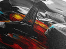 Guitarist, Music, Expression, Moody musical moment captured in this Framed Canvas Print, Boho Music Room Art, Artistic Studio Wall Art