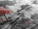 Pink Tree, Island Dreams, Serene Water, Tropical Sky, Framed Canvas Print, Boho Wall Art, Bedroom Decor, Black and White Landscape
