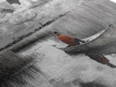 Solitary Canoe, Peaceful Waters, Cloudy Sky, Red Shirt, Framed Canvas Print, Nature Explorer Gift, Cabin Wall Art, Rustic Fall Scene