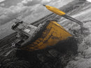 Yellow Boat, Lonely Man, Moody Shore, Framed Canvas Print, Coastal Wall Art, Nautical Decor, Masculine Home Office Style