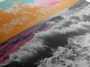 Vibrant Ocean, Sunset Sky, Colorful Waves, Canvas Print, Surreal Coastal Wall Art, Bathroom Decor, Modern Beach Aesthetic