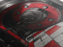 Red Vault Door, Industrial Style, Bold Security, Framed Canvas Print, Urban Interior Wall Art, Game Room Decor, Steampunk Vibes