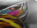 Colorful Lure, Fishing Hook, Bold Scales, Rainbow Detail, Framed Canvas Print, Man Cave Art, Fishing Decor, Vibrant Realism Wall Art