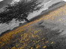 Yellow Meadow, Tree Path, Sunny Flowers, Autumn Framed Canvas Print, Field Landscape Wall Art, Nature Lover Decor, Boho Fall Vibes