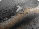 Egret Bird Scene, Autumn Riverbank, Wildlife Nature Print, Moody Wetland Landscape, Framed Canvas Print, Rustic Living Room Wall Art