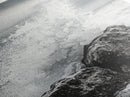 Ocean Splash, Rocky Coast, Dramatic Seascape, Monochrome Power, Framed Canvas Print, Coastal Wall Art, Entryway or Office Decor