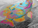 Neon Fish, Color Splash, Bright Animal, Vibrant Water, Framed Canvas Print psychedelic aquatic art, kids room fish wall decor, animal print