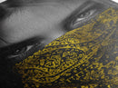 Yellow Bandana Girl, Intense Eyes, Street Portrait, Framed Canvas Print, Modern Photography, Teen Bedroom Wall Art, Bold Style