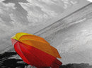 Red Yellow Umbrella, Beach Art, Summer Decor, Modern Coastal Print, Framed Canvas Print, Minimalist Wall Art, Bathroom or Hallway Decor