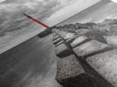 Red Lighthouse Coast, Seaside Rock Jetty, Stormy Sky Mood, Nautical Beacon View, Canvas Print, Bathroom Wall Art, Coastal Modern Decor