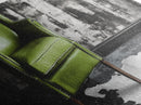 Green Leather Chair, Industrial Urban Scene, Chic Lounge Interior, Framed Canvas Print, Modern Wall Art, Man Cave Office Decor