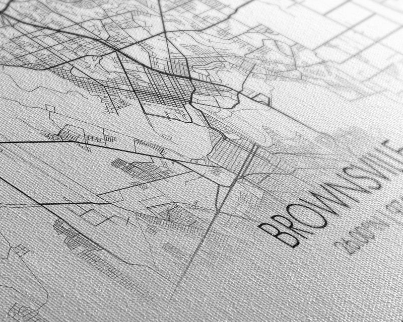 Brownsville Street Map, Texas Map, Map Print, Modern Art, Wall Art, Canvas Art, Realtor Closing Gift, Wall DÃ©cor Over The Bed, Couples Gift