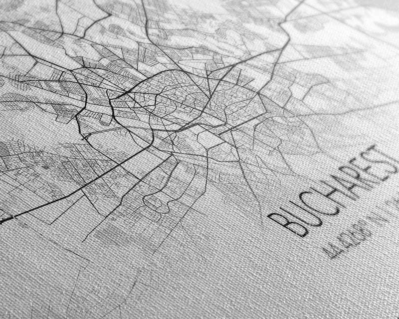 Bucharest Street Map, Romania Map, Map Print, Modern Art, Wall Art, Canvas Art, Trendy Room DÃ©cor, Thank You Gift, Wall DÃ©cor Bedroom