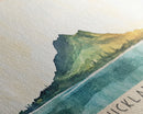 Auckland Island, New Zealand Watercolor Print, Vacation Gift, New Zealand Wall Art, Beach Painting, Beach Decor, Large Wall Art, Wood Frame Art
