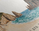 Playa del Amor, Mexico Watercolor Beach Print, Vacation Gift, Mexico Wall Art, Framed Canvas Print, Framed Beach Painting